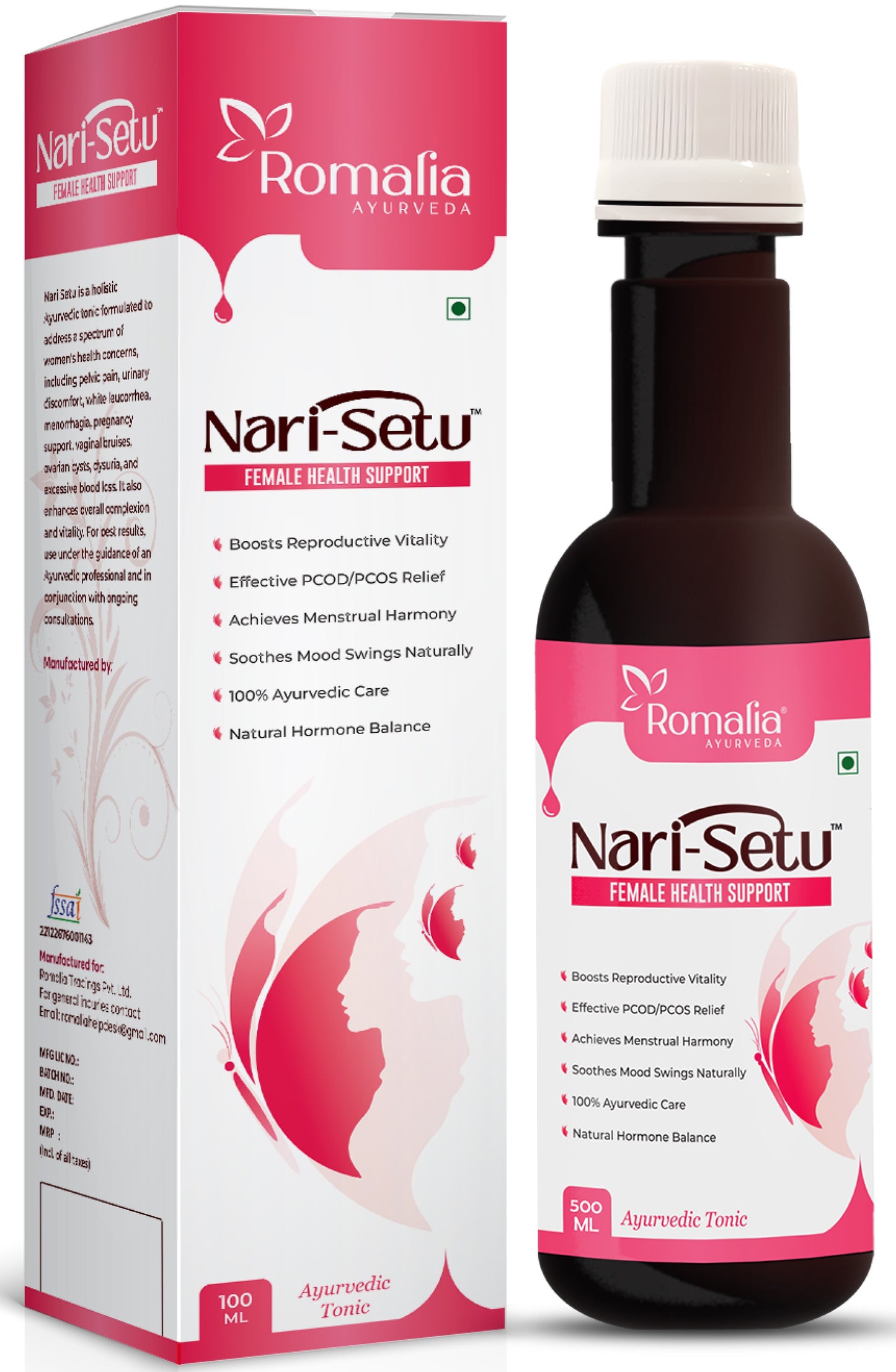 NariSetu™ – Ayurvedic Women's Health Syrup for PCOD, PCOS Relief | Hormonal Balance, Reproductive Health, and Natural Menstrual Support.500 Ml