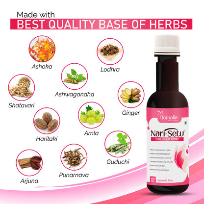 NariSetu™ – Ayurvedic Women's Health Syrup for PCOD, PCOS Relief | Hormonal Balance, Reproductive Health, and Natural Menstrual Support.500 Ml