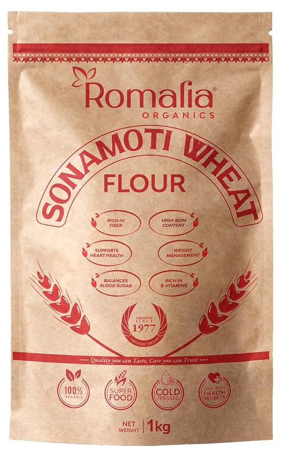 Romalia Organics SonaMoti Wheat |100% Organic, Cold Pressed, Rich in Antioxidants, Fiber & Nutrients – Whole Wheat for Baking & Cooking |1 kg Pack