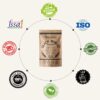 Certifications and quality assurance badges surrounding Romalia Black Wheat Flour.
