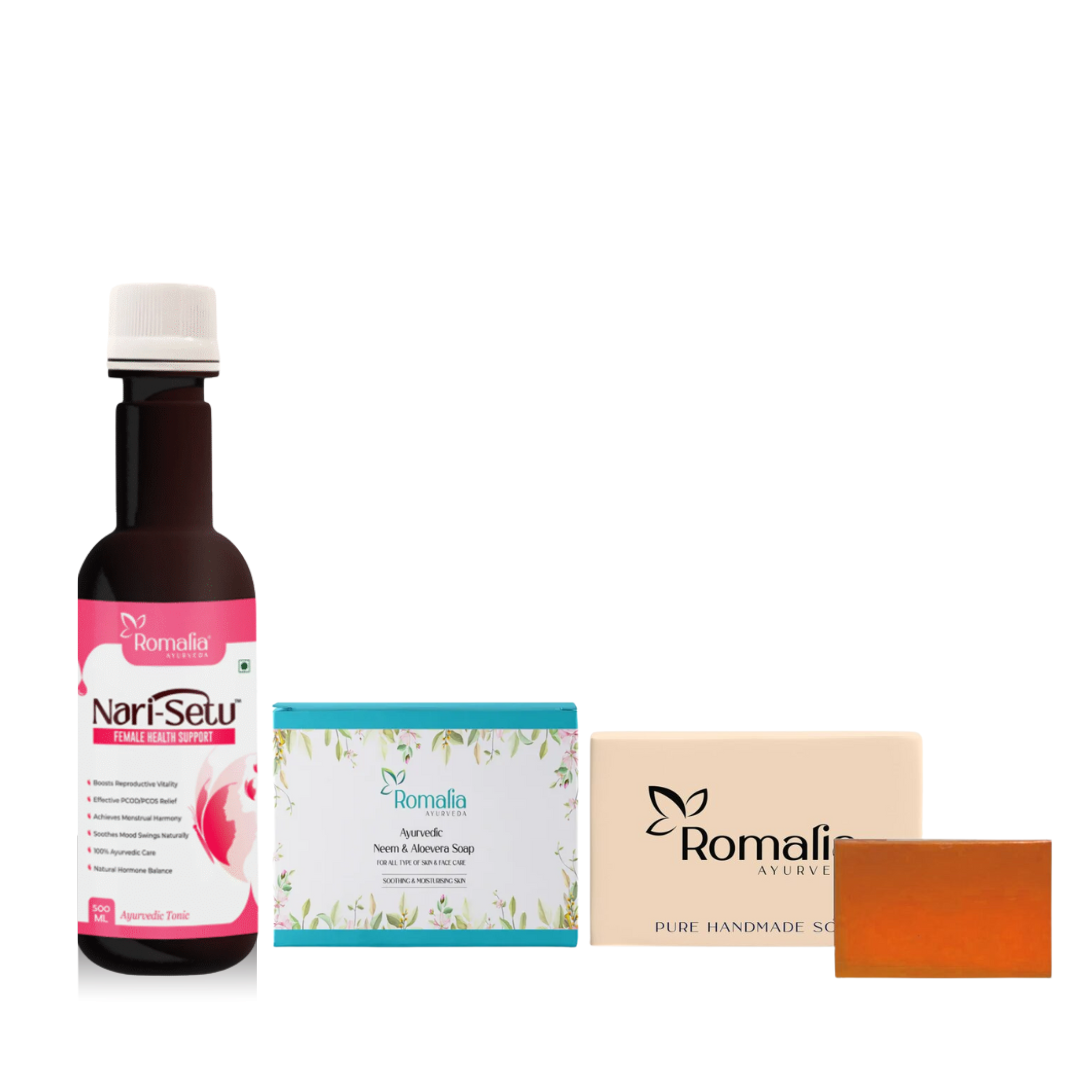 Women's Wellness Bundle (Romalia Ayurveda® NARISETU™, Ayurvedic Neem And Alovera Hand Made Soap, Ayurvedic Pure Hand Made Soap)